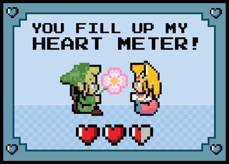 My guy loves old-school Zelda, so this Valentine is for you, Love!! :D Zelda Valentine Card, Zelda Valentines Boxes, Legend Of Zelda Valentines, Zelda Gift Ideas, Zelda Valentines, Nerdy Valentines Cards, Nerd Valentine, Geek Valentine, Zelda And Link