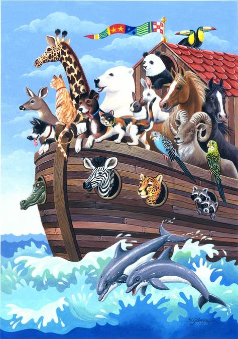 Noah's Ark Art, Noah's Arc, Noahs Arc, Larger Piece Jigsaw Puzzles, Noahs Ark Animals, Noah S Ark, Noah's Ark, Puzzle Design, Noahs Ark