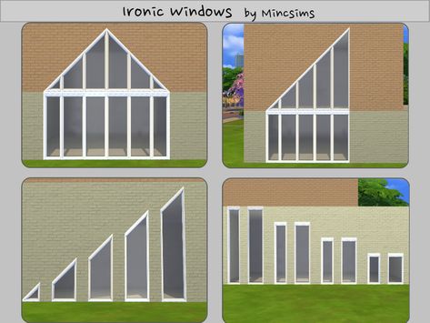 The Sims Resource - Ironic Windows Sims 4 Slanted Windows, Triangle Windows Sims 4 Cc, Sims 4cc Windows, Sims 4 Cc Triangle Window, Sims 4 Cc Circle Windows, Sims 4 Glass Roof Cc, Sims 4 Skylight Cc, Sims 4 Roof Windows, Sims 4 Cc Curved Windows