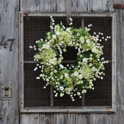 Our Hydrangea & White Berry Everyday Spring Summer Front Door Wreath is the perfect statement piece for the front door, wall, or above the mantle in your home! Our wreaths also make an excellent gift that can be enjoyed for years to come! Size: 26" H x 26" W x 6" D | DarbyCreekTrading Hydrangea & Berry Everyday Spring Summer Front Door Wreath Silk in Green / White | 26.0 H x 26.0 W x 6.0 D in | Wayfair Hydrangea White, Summer Front Door, Silk Wreaths, Summer Front Door Wreath, Pillows Flowers, White Hydrangea, Seasonal Home Decor, Front Door Wreath, Door Wall