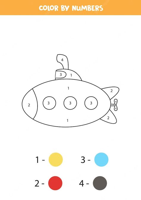 Premium Vector | Coloring page with cartoon submarine. color by numbers. math game for kids. Preschool Color Activities, Educational Math Games, Printable Math Games, Numbers Printable, Transportation Preschool, Math Crafts, Math Games For Kids, Halloween Coloring Book, Numbers Preschool