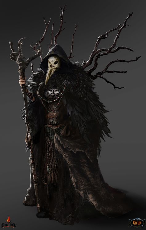 ArtStation - Grim Hollow - Miniture Concept , Omar Samy Plague Concept Art, Shaman Concept Art, Dark Shaman, Grim Hollow, Dnd Druid, Dark Spirit, Rpg Map, Fantasy Magic, Forest Spirit