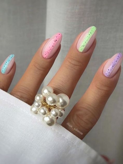 easter pastel egg nail designs with negative space Pastel Easter Nails Square, Easter Nails Almond Shape, Mini Egg Nails, Easter Pastel Nails, Easter Egg Nails, Egg Nails, Easter Nail Ideas, Easter Nails Easy, Easter Nail Art Designs