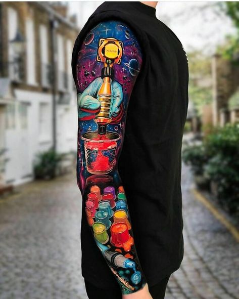 Colorful Sleeve Tattoos, Colorful Tattoos, Men Tattoos, Omerta Tattoo, Back Of Shoulder Tattoo, Tatuaje A Color, Arm Sleeve Tattoos, Sleeves Ideas, Best Sleeve Tattoos