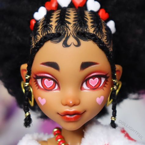 Valentine ❤️ 💕 Close ups! I really love the Gen 3 dolls. Their smilier sculpts work so well with my style. 🥹 . #faceup #clawdeen #lovecore… | Instagram Custom Dolls Repaint, Dolled Up, Valentine Character, Doll Repaint Tutorial, Monster High Doll Repaint, Doll Customs, Doll Customization, Arte Monster High, Custom Monster High Dolls