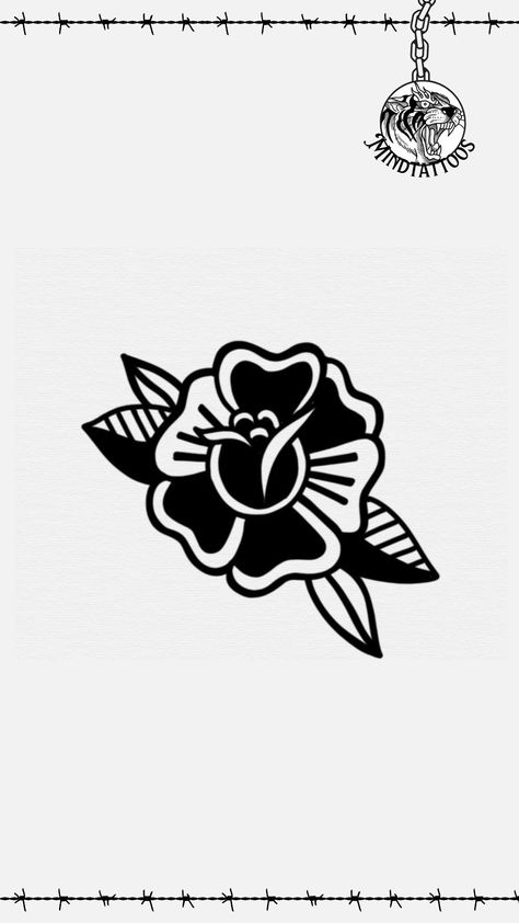 Follow Mind Tattoos for more 🔥 American Trad Flower, Classic Rose Tattoo, Old School Flower Tattoo, Traditional Rose Tattoo, Old School Rose, Simple Rose Tattoo, Old Scool, Rose Drawing Tattoo, Traditional Tattoo Flowers