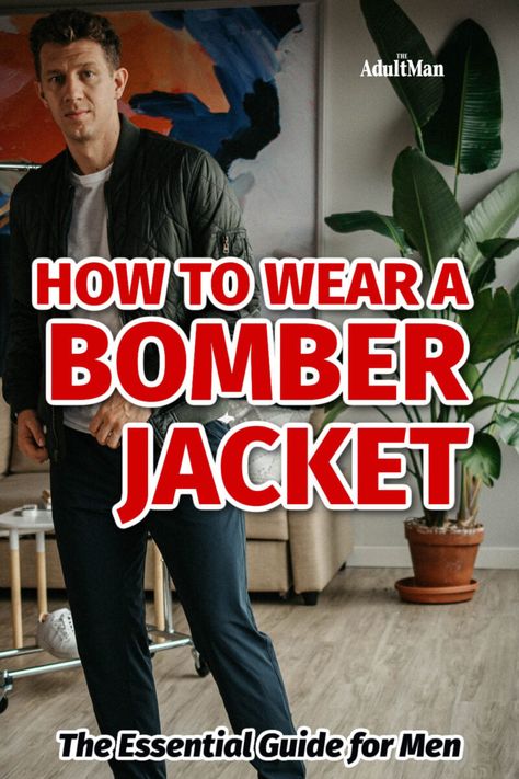 Want to get your bomb on? Check out our 4 rules for how to wear a bomber jacket and see a bunch of bomber outfit styles so you can style them with confidence. How To Style A Black Bomberjack, Bomberjacket Streetstyle Outfit, How To Wear Bombers, Black Leather Bomberjack Outfit Men, Stylish Leather Jacket, Men's Bomber Jacket, Streetwear Jackets, Pullovers Outfit, Mens Jogger Pants