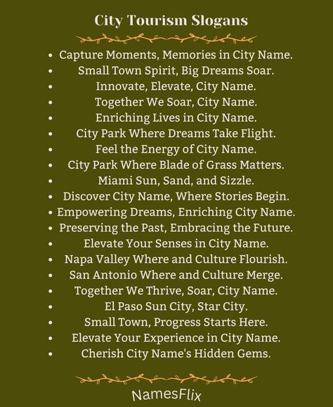 City Tourism Slogans Star City, Beach City, Sun City, Smart City, Cool Ideas, Captured Moments, Crafting Ideas, Park City, Dream Big