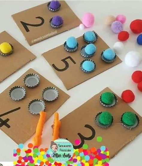 Diy Learn Numbers, Kindergarden Activities, Montessori Toddler Activities, Nursery Activities, Kindergarten Learning Activities, Baby Learning Activities, Numbers For Kids, Preschool Art Activities, Kindergarten Learning