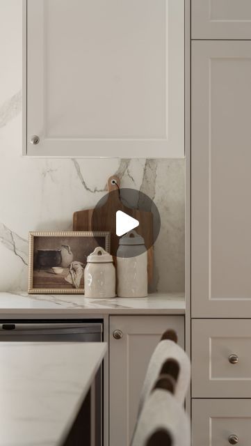 M Studio | Interior Design on Instagram: "Crafted to perfection 👌🏼 From countertop to backsplash, every slab tells a story of elegance and sophistication in this stunning kitchen design. This is the colour Daze from Consentino’s Dekton collection.   Fabriqué à la perfection 👌🏼 Comptoir au dosseret, chaque dalle raconte une histoire d’élégance et de sophistication dans ce superbe design de cuisine. Il s’agit de la couleur Daze de la collection Dekton de Consentino." Studio Interior Design, Studio Interior, Stunning Kitchens, Home Reno, The Colour, Kitchen Backsplash, Backsplash, Reno, Countertops