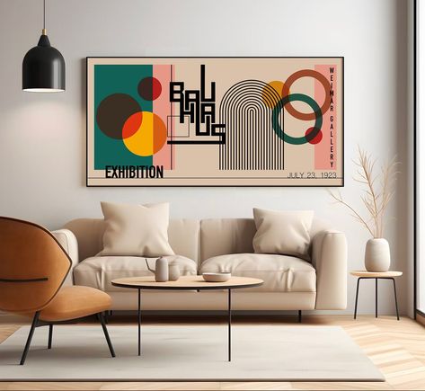 Bauhaus Bedroom, Bauhaus Living Room, Funky Living Rooms, Bauhaus Exhibition, 2024 Art, Bauhaus Poster, Bedroom Guest, Wall Art Abstract, Extra Large Wall Art