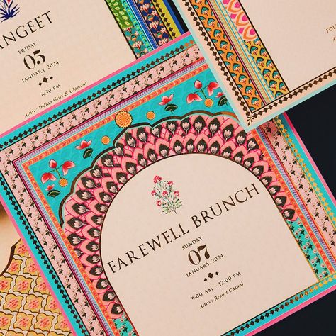 Dive into the regal heritage of Rajasthan with this exquisite wedding invite, meticulously crafted to capture the essence of tradition and opulence. The vibrant colors, intricate details, and lavish gold foil accents speak volumes about the grandeur of the celebration. #goldfoildetailing #goldfoilinvitations #foilinvitations #weddingdesign #weddinginvites #weddinginvitations #weddingcarddesign #weddingcards #bespokeinvitations #custominvitations #customweddinginvitations #custominvites #luxu... Bespoke Invitations, Candy Cart, Utah Bride, Wedding Branding, Indian Wedding Invitations, Digital Invite, Foil Invitations, Fusion Wedding, Card Wedding