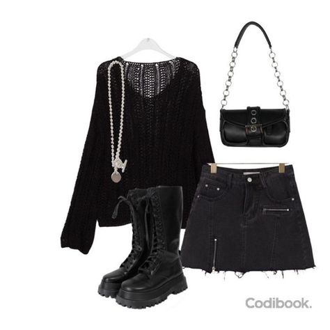 Tumblr Grunge Aesthetic Outfit, How To Style All Black Outfit, Simple Gothic Outfits, Gothic Academia Fashion, Everyday Goth Outfits, Black Outfits Edgy, Grunge Skirt Outfit, All Jeans, Goth Outfits