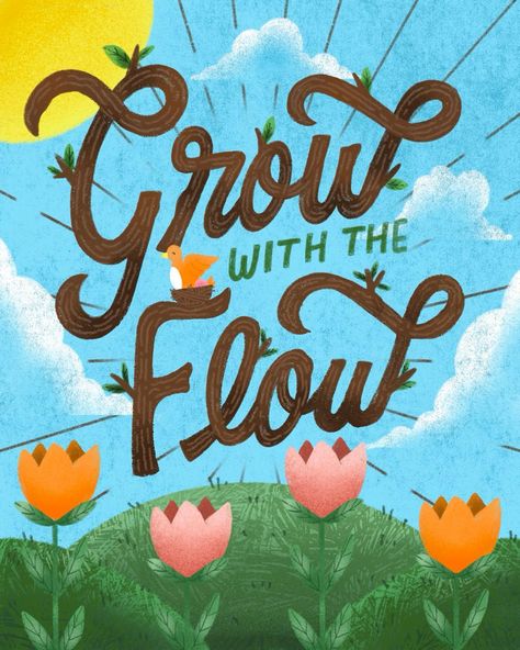 Grow With The Flow for #bloomandgrow2024 drawing challenge. Reposting since I messed up the phrase 😅 Co-hosts: @createdbyginny, @chickofalltrade, @byerikawithak, @seejessletter, @bluelela, @vera.drmanovski and @theinkingrose Grow Illustration, Grow With The Flow, Lettering Inspiration, I Messed Up, Type Illustration, Illustrators On Instagram, March 20, Mess Up, Drawing Challenge