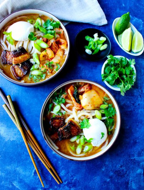 Pork Belly Soup, Korean Pork Belly, Pork Food, Udon Recipe, Asian Soups, Udon Soup, Udon Noodle Soup, Turkey Noodle Soup, Korean Pork