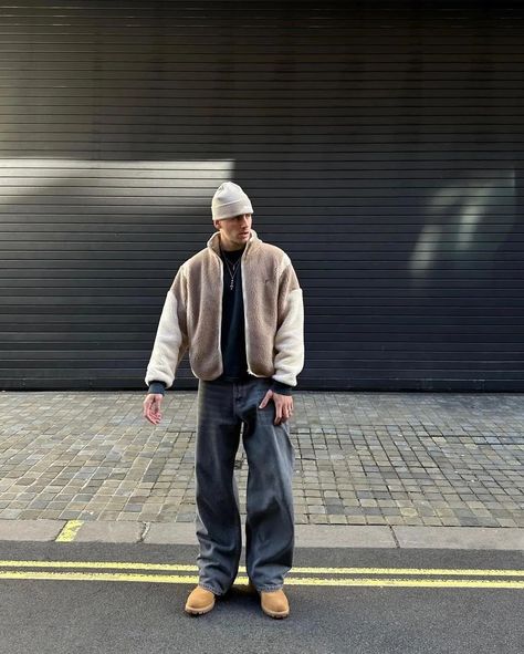 Outfits Men ,Streetwear Outfits Idea, Softboy Outfit, Streetwear Style , Streetwear Outfits Sherpa Jacket Outfit Men, Sherpa Jacket Outfit, Wide Leg Outfit, Wide Leg Jeans Outfit, Jeans Outfit Men, Winter Outfits Warm, Trendy Boy Outfits, Spring Outfits Men, Wedding Outfit Men