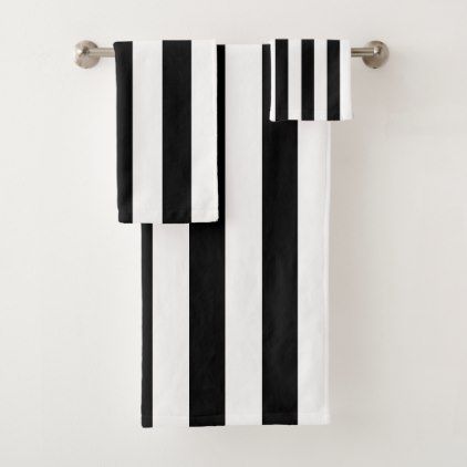 Clear and Black Vertical Stripes Bath Towel Set - stylish gifts unique cool diy customize Purple Bathroom, Stripes Black And White, Rustic Bathroom Shelves, Striped Bath Towels, White Bathroom Accessories, White Bath Towels, Patterned Bath Towels, Chic Bathroom, Bed Chair