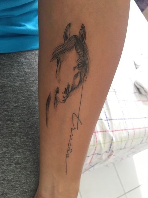 Tattoos For Women Country, Couple Tattoos Western, Small Horse Tattoos For Women, Non Matching Couple Tattoos, Horse Tattoo Ideas For Women, Country Tattoo Ideas, Equestrian Tattoo, Horse Tattoo Ideas, Small Horse Tattoo