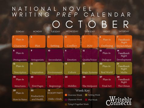 WC’s NaNoPlanMo/Prep-tober CalendarSay hello to your calendar of events for NaNoPlanMo! Each day of October is dedicated to a different aspect of planning for NaNoWriMo and will have daily resource... Nanowrimo Schedule, Nanowrimo Planning, Nanowrimo Calendar, Nanowrimo 2023, Nanowrimo Prep, Camp Nanowrimo, Dark Wood Desk, National Novel Writing Month, Copper Pipes