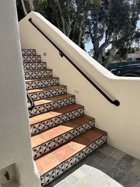 Tiled Staircase, Rustic Staircase, Saltillo Tile, California Homes, California