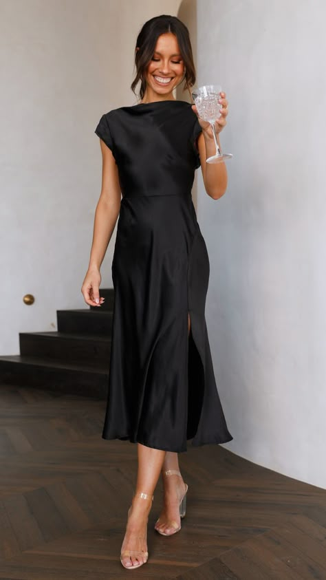 Ivana Midi Dress - Black - Buy Women's Dresses - Billy J Katie Kugis, Bodycon Dress Formal, Red Slip Dress, Long Sleeve Dress Formal, Guest Attire, Midi Dress Black, Wedding Attire Guest, Cocktail Attire, Looks Black