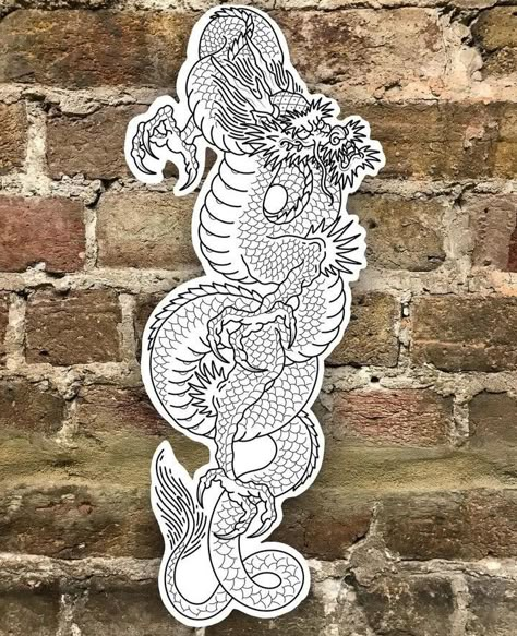 Traditional Tattoo Dragon, Dragon Tattoo Back, Japanese Leg Tattoo, Koi Tattoo Sleeve, Dragon Head Tattoo, Sam King, Dragon Tattoo Sketch, Vintage Tattoo Design, Dragon Tattoo Art