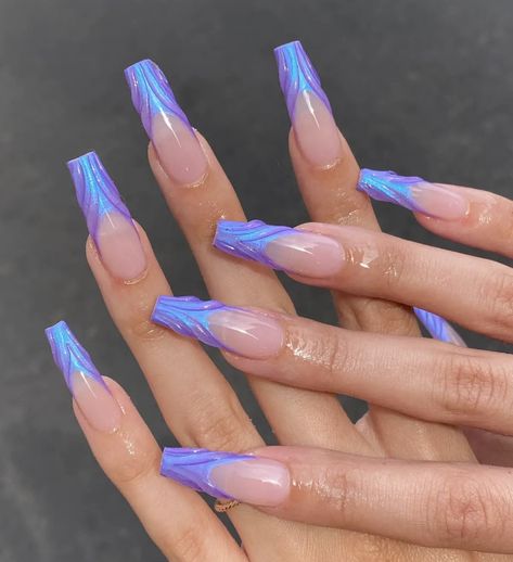 Seashell Nails, Purple Nail Designs, Long Nail Designs, Mermaid Nails, Cute Summer Nails, Nails Polish, Unique Acrylic Nails, Pink Acrylic, Coffin Nails Designs