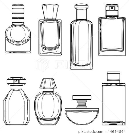 Vector Sketch Perfume Bottles Chanel Perfume Bottle, Photography Backdrops Diy, Perfume Label, Perfume Art, Bottle Drawing, Fragrance Bottles, Fragrance Packaging, Perfume Bottle Design, Art Therapy Activities