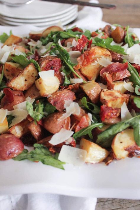 Roasted Potato Salad, Potato Salad Mustard, Crispy Pancetta, Roasted Potato Salads, Potato Salads, Potato Salad With Egg, Roasted Potato, Bacon Potato Salad, Sun Dried Tomatoes