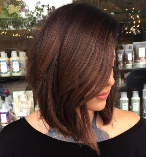 Angled Chocolate Brown Lob Bob Lung, Brunette Ombre, Best Bob Haircuts, Natural Hairstyle, Long Bob Haircuts, Lob Hairstyle, Lob Haircut, Long Bob Hairstyles, Penteado Cabelo Curto