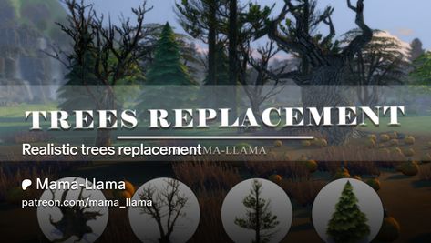 Realistic trees replacement | Mama-Llama Vampire Mansion, Mama Llama, Hawthorn Tree, Llama, Sims 4, Trees