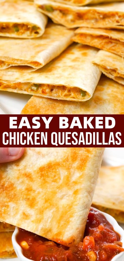 Chicken Quesadillas In Oven, Quesadilla Recipes Oven Baked, Baked Chicken Ideas Ovens, Oven Quesadilla Recipes, Chicken Quesadillas Oven Baked, Easy Chicken Quesadillas Simple, Oven Chicken Quesadillas, Baked Cheese Quesadilla Oven, Quesadilla In The Oven