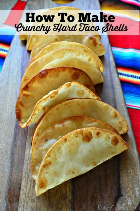 How To Cook Tortillas For Tacos, How To Fry Tortillas, Fried Tortilla Shells, Fried Flour Tortillas Tacos, Homemade Taco Shells, Baked Taco Shells, Corn Tortillas Tacos, Taco Shell Recipe, Crunchy Taco Shells