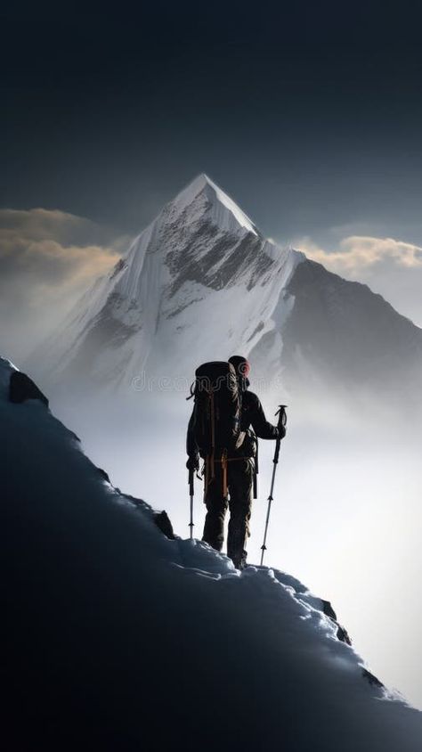 A man with a backpack and trek poles standing on top of the mountain, AI stock images Diy Father's Day Cards, Inktober 2024, Pole Stand, Top Of The Mountain, Adventure Photos, Father's Day Diy, Man Standing, Mountain Top, Outdoor Adventure