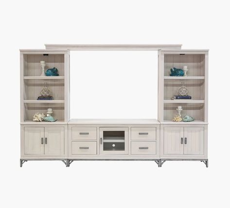 Monterey 4 Piece Wall Unit – Kane's Furniture Tv Wall Units, Built In Wall Units, Wall Entertainment Center, Media Wall Unit, Built In Entertainment Center, Built In Shelves Living Room, Living Room Entertainment Center, Entertainment Cabinet, Entertainment Wall