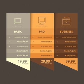 Creative illustration of pricing table with four options isolated | Premium Vector Package Price List Design, Price Package Design, Pricing Sheet Design, Table Chart Design, List Design Layout, Table Design Layout, Rate Card Design, Table Graphic Design, Pricing Table Design