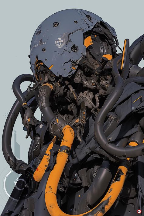 Robotic Concept Art, Sci Fi Gas Mask, Robot Concept Art Cyberpunk, Sci Fi Dragon, Futuristic Robot Concept Art, Mech Suit Concept Art, Mecha Oc, Mech Head, Mech Concept Art