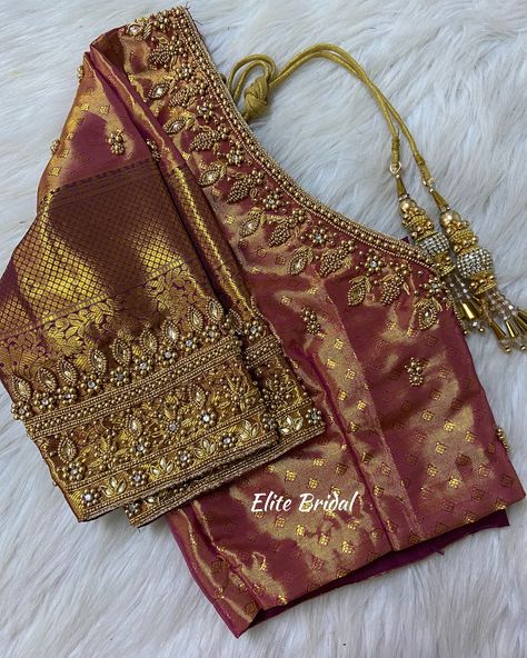 Customised Beautiful Elegant Aari Work By Elite Bridal ❤️‍🔥 Blue Blouse Work Designs, Aari Work For Blouse, Wedding Aari Work Blouse Designs South Indian Bridal, Bridal Aari Work, Aari Work Bridal Blouse Designs, Bridal Blouse Aari Work Designs, Bride Blouse Designs Bridal, Blouse Aari Work Design, Latest Aari Work Blouse Designs