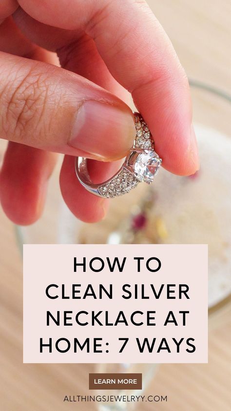 Over time, silver necklaces will darken with tarnish from exposure to oxygen. This is the article for you if you’re wondering how to clean silver necklaces. Jewelry Knowledge, How To Clean Silver, Knit Jewelry, German Silver, Jewelry Care, Cleaning Hacks, Silver Necklaces, Favorite Jewelry, Diamond Ring