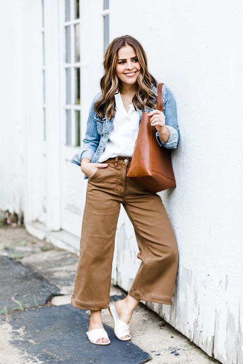 Cropped wide leg trousers