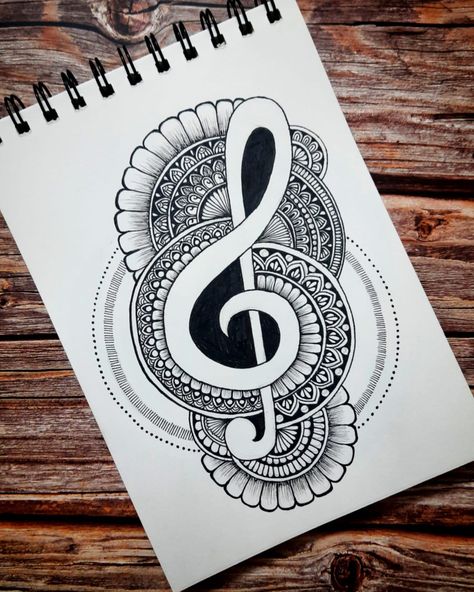 Easy Music Doodle Art, Music Mandala Art Easy, Mandala Unique Design, Mandala Art Music, Music Drawings Ideas Creative, Mandela Art Design, Music Mandala Art, Mandala Art Drawing Creative, Mandala Art Unique Designs