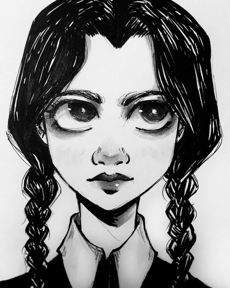 Redoing an inktober of Wednesday Addams from 2019. I thought about drawing the Netflix version of Wednesday but decided to stick to the 90s movie version instead, like the original one was drawn (the 2019 version is the last pic). What do you think? #inkart #inktober2024 #inktober #inkartwork #wednesdayaddams #wednesdayfanart #delespi #artbydelespi #delespiart Drawing Of Wednesday, Drawing Wednesday Addams, Wednesday Addams Drawing, Addams Drawing, Ink Artwork, Wednesday Addams, The 90s, Ink Art, You Think