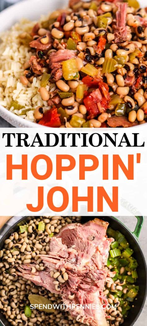 Hoppin John Recipe Pioneer Woman, Black Eye Pea Jambalaya Hoppin' John, Hoppin John Recipe With Canned Peas, Hoppin John Black Eyed Peas, Hoppin John Recipe With Collard Greens, Cajun Hoppin John Recipe, Southern Recipes Healthy, Southern Living Hoppin John Recipe, Hoppin John Crockpot Recipe