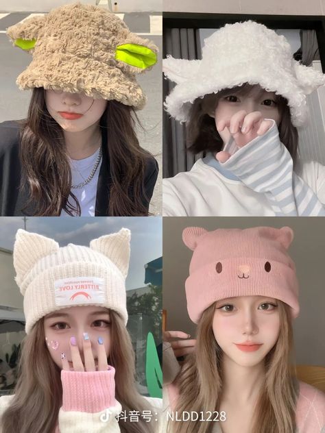 Korean Fashion Kpop Inspired Outfits, Kawaii Hat, Hadiah Diy, Hat Aesthetic, Korean Accessories, Korean Fashion Kpop, Fashion Cap, Kawaii Fashion Outfits, Kawaii Accessories