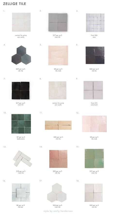 Are Zellige Tiles Trendy Or Classic? And How To Use Zellige In Different Styles Of Homes (Plus A Roundup Of Our Favorites) - Emily Henderson White Square Zellige Tile, Zellige Tile Bathroom Floor, Mexican Tile Bathroom Ideas, Handmade Tile Bathroom, 2024 Tile Trends, Cle Tile Backsplash, Square Tile Backsplash Kitchen, Zellige Tile Kitchen Backsplash, Zellige Tile Backsplash