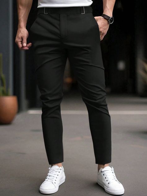 Manfinity Homme Men Solid Slant Pocket Pants Straight Leg Long Slacks Plain Black Going OutI discovered amazing products on SHEIN.com, come check them out! Slant Pocket Pants, Pants Straight Leg, Plain Black, Pocket Pants, Pants Straight, Amazing Products, Going Out, Straight Leg, Pants