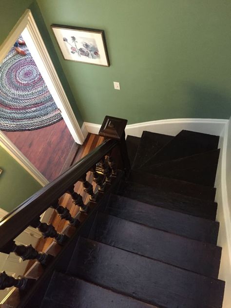 Terrace Place » Page 2 Stairwell Paint Colors, Stairwell Ideas, Stairwell Wall, Foyer Stairs, Old Row, Wood Staircase, Pine Floors, Row House, House Built