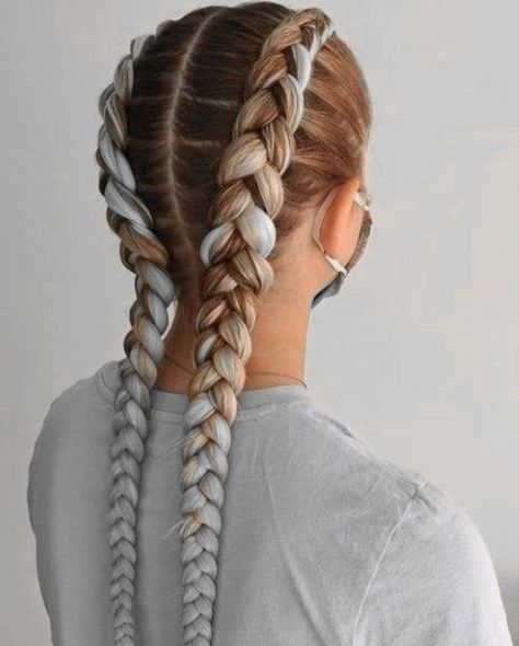 Feed In Dutch Braids With Color, Hairstyles With Kanekalon Hair, Pletenice Za Kosu, Pletenice Frizure, 2 Feedin Braids, French Braids With Extensions, Kanekalon Braids, Ponytail Hairstyles Tutorial, French Braid Ponytail