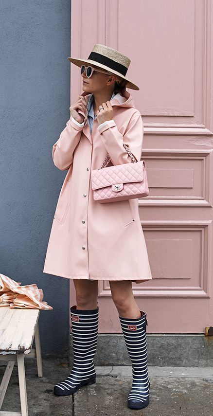 1ef91c212e30e14bf125e9374262401fdesc43227661ri Raining Day Outfit, Rainy Day Outfit For Work Office, Rainy Day Outfit Casual, Rain Boot Outfit, Rainy Day Outfit For Work, Rain Fashion, Pink Raincoat, Rain Outfit, Raincoat Outfit