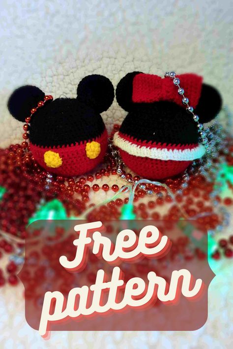 Crochet Mickey Mouse Christmas Ornaments, Crochet Mickey Mouse Pillow Pattern Free, Crochet Mickey Ornaments, Mickey Mouse Crochet Ornaments, Mickey Mouse Pumpkins Crochet, Disney Crochet Ornaments Free Pattern, Disney Christmas Crochet Patterns Free, Disney Crochet Ornaments, Disney Christmas Crochet